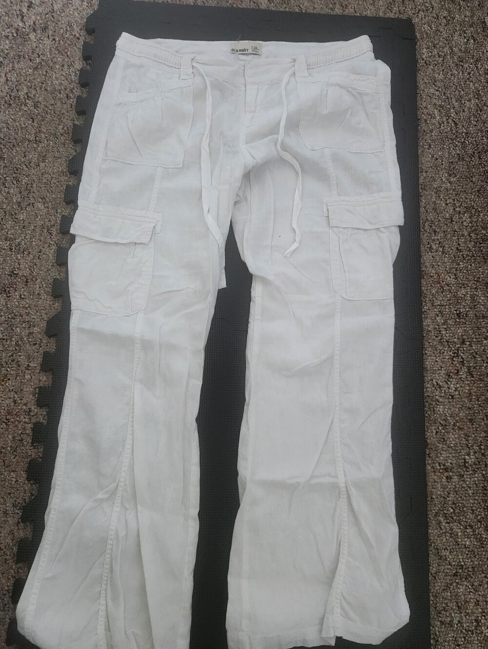 White Linen Cargo Pants
